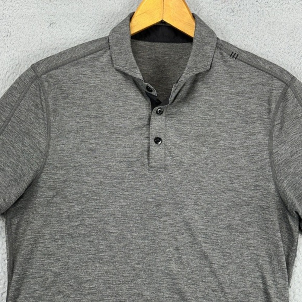 Lululemon Polo Shirt Adult Small Gray Short Sleeve Rugby Golf Casual Logo Mens